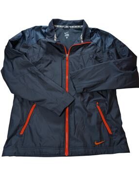 Nike Full Zip Windbreaker Track Jacket Mens Large Navy Orange Activewear Outdoor